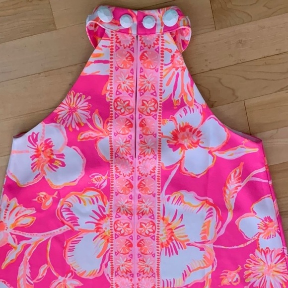 Lilly Pulitzer Alli Prosecco Pink Floral Halter Swing Dress - Picture 9 of 14